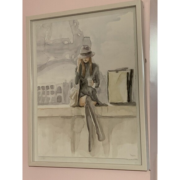 SIGNED Woman Fashion PARIS by Parvez Taj Framed Wall Art 18 X 12 - Picture 5 of 12